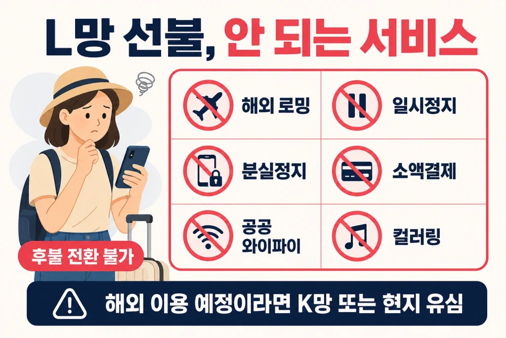 LG 선불폰 L망 부가서비스 가능 여부 - 로밍 일시정지 소액결제 불가