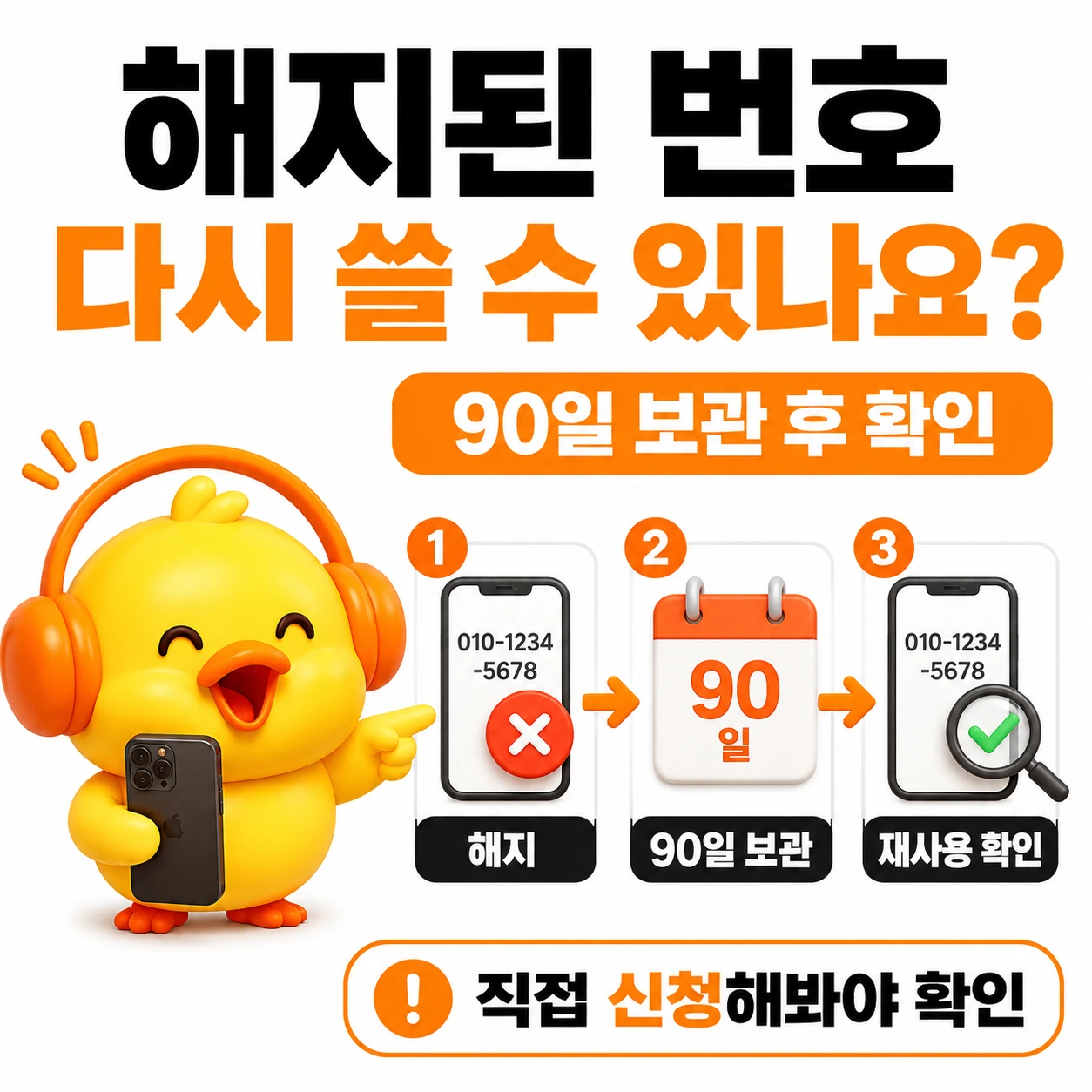 해지된 번호 다시 사용 가능 여부 확인 - 중립기관 90일 보관 후 재배정 절차