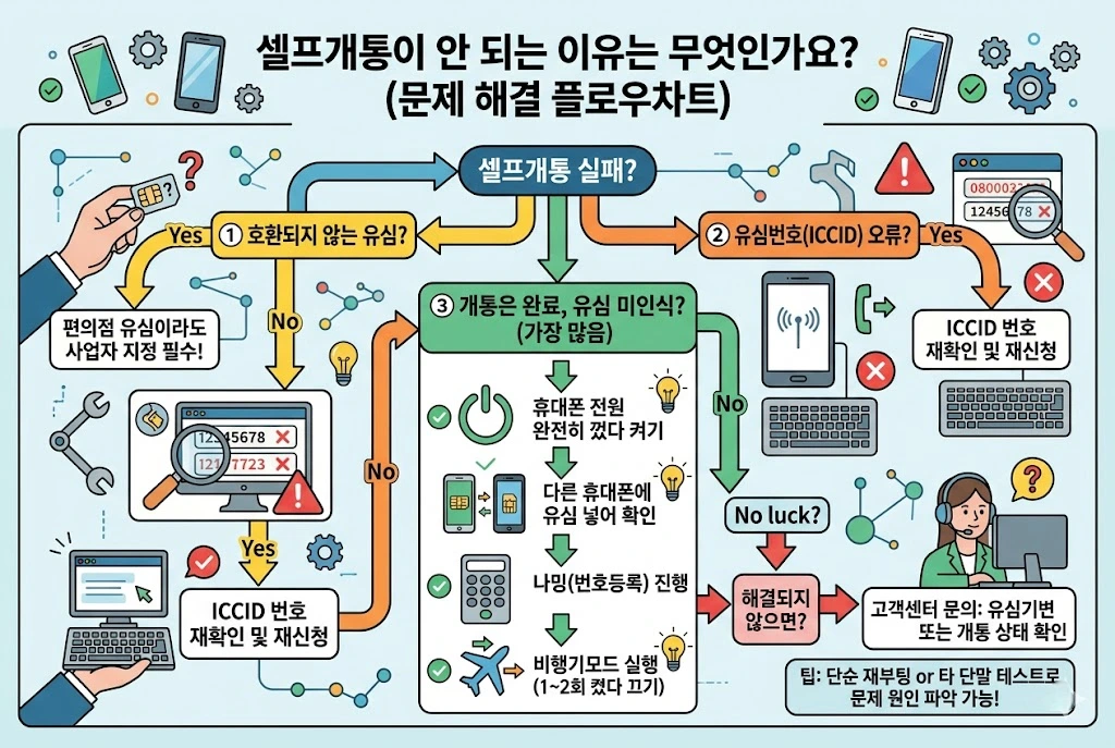 선불유심 셀프개통 오류 해결 방법