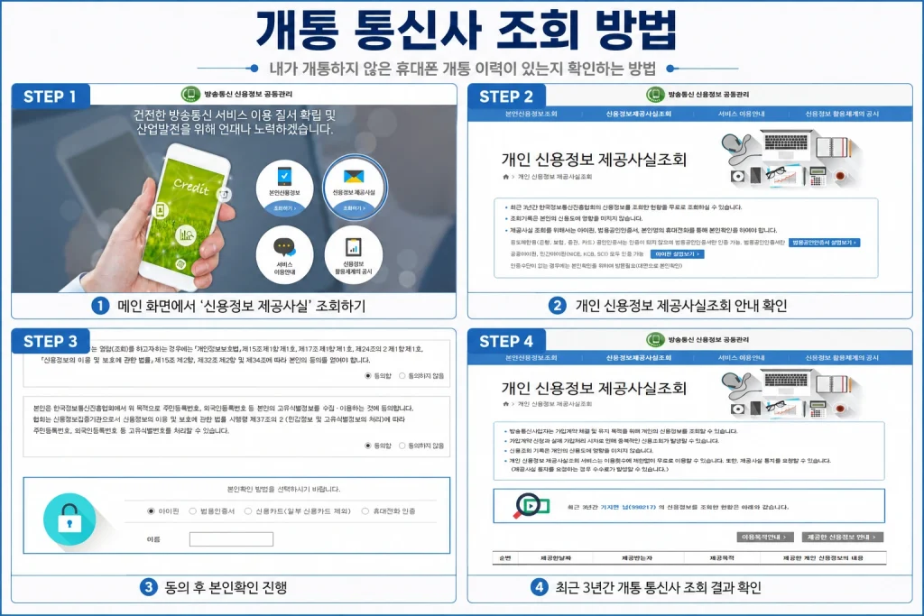 방송통신 신용정보 공동관리 사이트에서 본인도 모르게 개통된 통신사 이력을 조회하는 4단계 방법